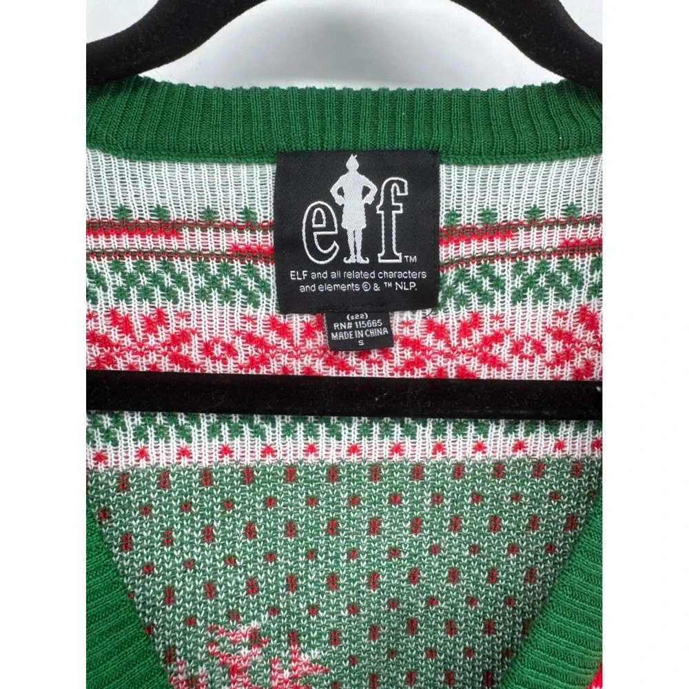 Elf Movie Buddy The Elf Santa I Know Him Christmas Cardigan Sweater Red Green S